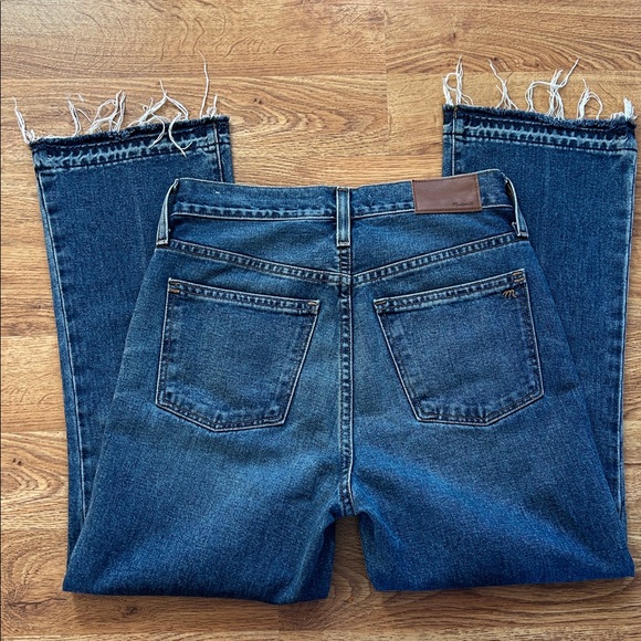Madewell Dark Blue Flare Jeans with Frayed Hem - Picture 9 of 9